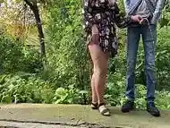 Stepmom knows exactly what she is doing with my dick on the street