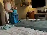 Stepmom shares the bed and her ass with a stepson