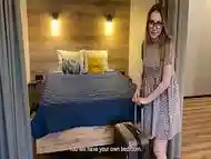 Stepson fucked his stepmom in a hotel room. Stepmom: - Oh my god!!!