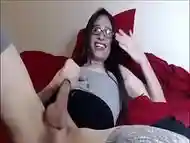 Tranny with glasses self facial