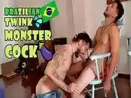 Twink Monster Cock Amateur Brasilian Fucks Muscular Dude Raw and Bback - with Alex Barcelona