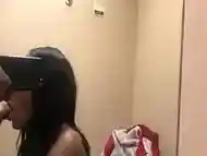 Watch me give him a blowjob in the fitting room