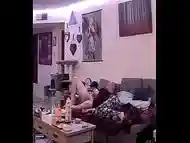 Wife swallows cum on security camera