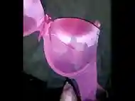 cum pink satin bra