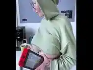 jerk my pussy, play nintendo switch and drink coffee, bald tattooed girl