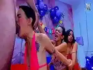 rough throat fuck caravan of 4 hot latinas