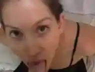 She sucks fucks him POV and cleans her cum off his cock too