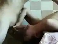 Babe gets mouthfucked upside down