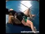 Beautiful and Dominant women wrestling on academy wrestling