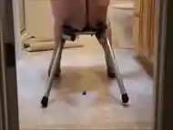 Big ass grandma shitting on a shitting chair