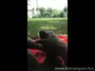 Black Guy Jerks Off Outdoor, Laying On A Blanket