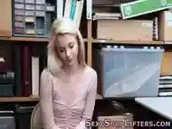 Blonde teenage thief gobbles dick