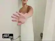 Boy Spies his Amateur Sister When She Masturbates in Bathroom