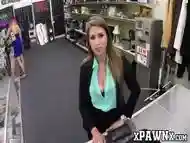 Busty amateur slammed by greedy pawnshop keeper