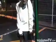 Cute Japanese girl picked up on the street and shows panties