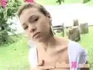 Cute teen masturbating outdoors