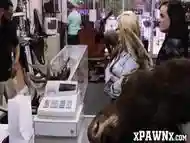 Cuties earn some money by sharing a cock in the pawnshop