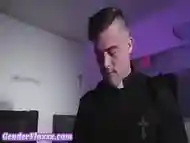 Deepthroating church student sucks priest cock in dormitory