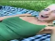 Dirty picnic! He takes a nap and I finger my tight pussy