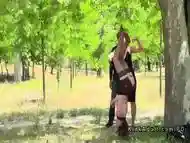 Disgraced slut in public park