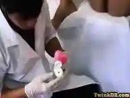 Enema twink gets special medical exam by mature doctor