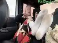 Foot Worship in Car