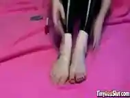 Foot fetish teen is a tease doing pedicure