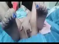 Girl lick her own feet and masturbating