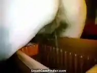 Girl play with her hairy wet pussy