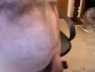 Hairy daddy bear stoking his cock