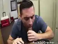 Handsome cracker sucks BBC before turning around for anal