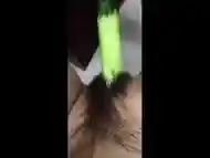 Horney Chinese student shape cucumber as cock and fuck herse