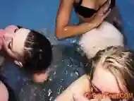 Hot Party Girls Sucking Cocks In The Pool