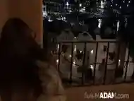 Hot Teens Fuck On The Balcony Of The Resort at Night