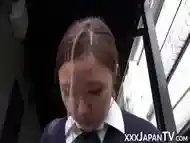 Japanese schoolgirl strips in public to put toy on her clit