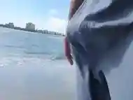 Jerking off on public beach-Big Cum Shot-Hairy Bear