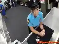 Latina cocksucks pawnbroker while in uniform