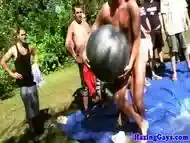 Outdoor students cocksucking for initiation