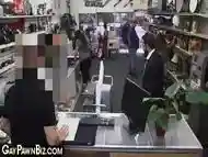 Pawn shop top fucks owner in the office and gets facial