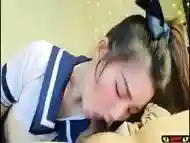 Schoolgirl ASIAN BLOWJOB Uncensored Chinese finish cum mouth 60 Fps