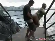 Sex by the water is always good and hot with a blonde.