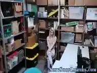 Skinny shoplifting teen blonde gets banged