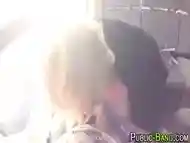 Slut titfucks in public