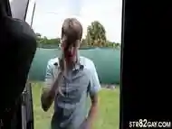 Tricked str8 stud fucks gay stud in asshole in pickup bus