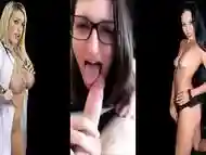 amazing GLASSES BLOWJOB finish cum swallow brunette