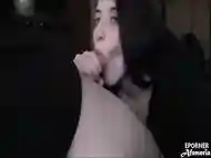 black hair sexy witch BLOWJOB FINISH cum swallow, fantastic brunette Afemeria