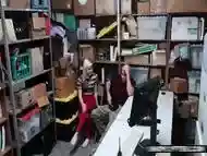 blonde shoplifter is fucked in front of her bf to escape the law.mp4