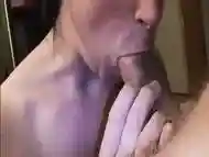 the guy drains the sperm into his girl s mouth